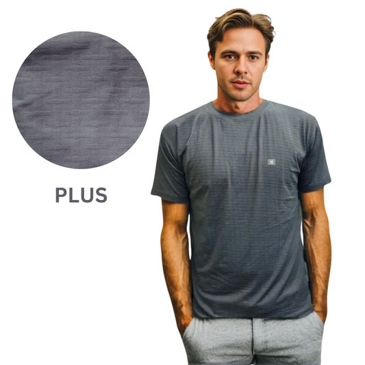 Nauticon Summer Jacquard Crew Neck T-Shirt For Men 100 Poly/Plus Grey