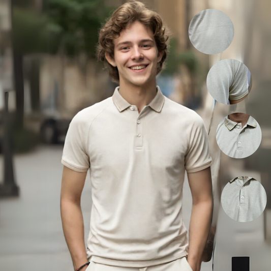 NAUTICON BEIGE POLO T-SHIRT FOR MEN MELANGE