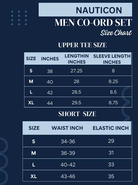 NAUTICON Men Round Neck t-Shirt and Shorts Co-Ord Set Blue - NAUTICON WEARABLES