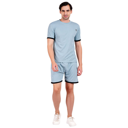 NAUTICON Men Round Neck t-Shirt and Shorts Co-Ord Set Sea Green - NAUTICON WEARABLES