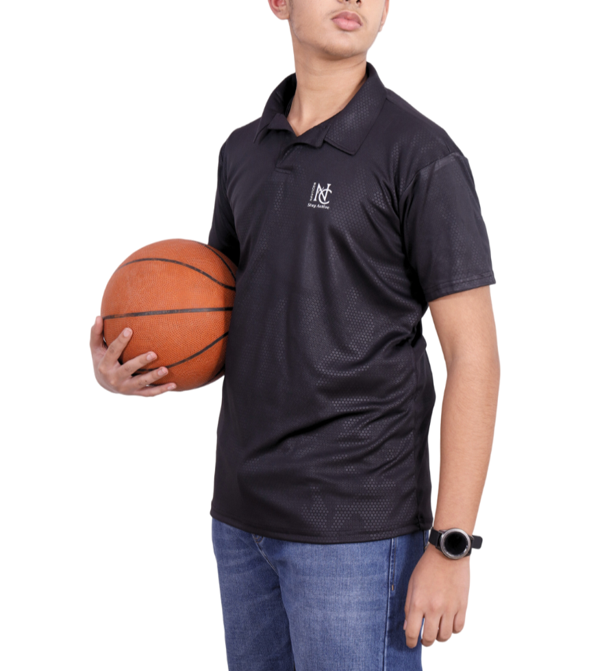 NAUTICON POLO T-SHIRT BLACK DOTED - NAUTICON WEARABLES