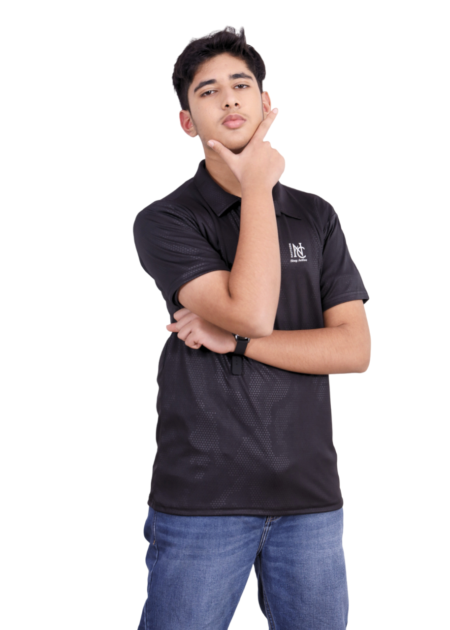 NAUTICON POLO T-SHIRT BLACK DOTED - NAUTICON WEARABLES