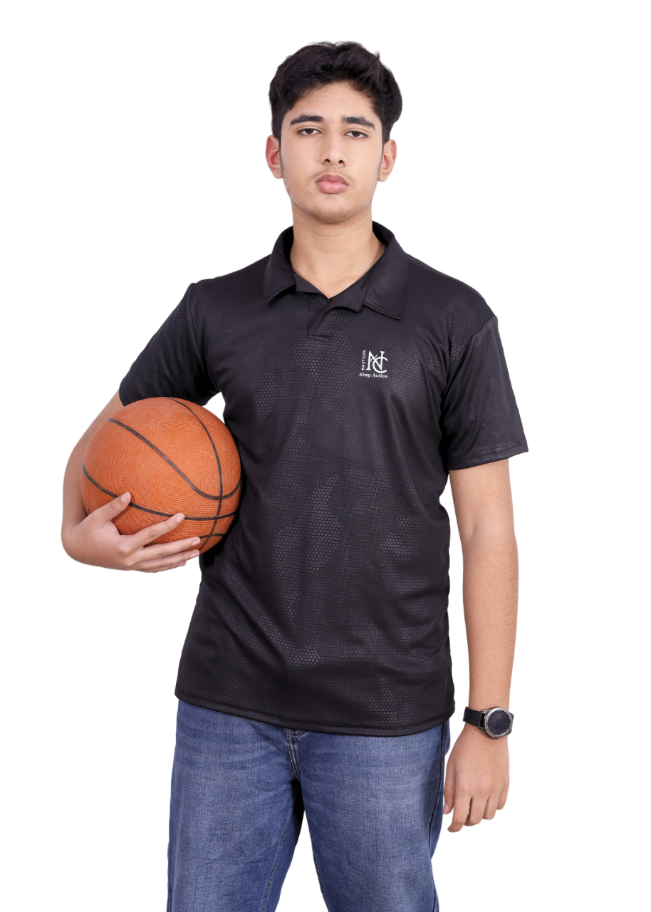 NAUTICON POLO T-SHIRT BLACK DOTED - NAUTICON WEARABLES
