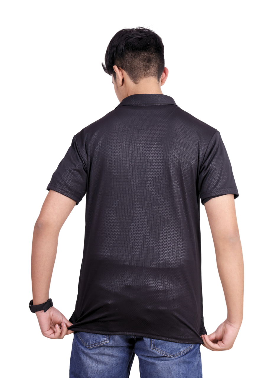 NAUTICON POLO T-SHIRT BLACK DOTED - NAUTICON WEARABLES