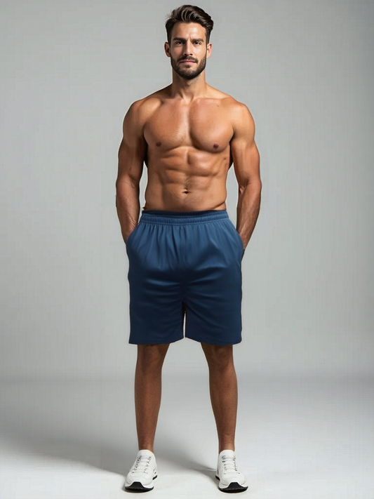 Nauticon Men's Summer Shorts – NS Lycra Fabric | Plain Blue