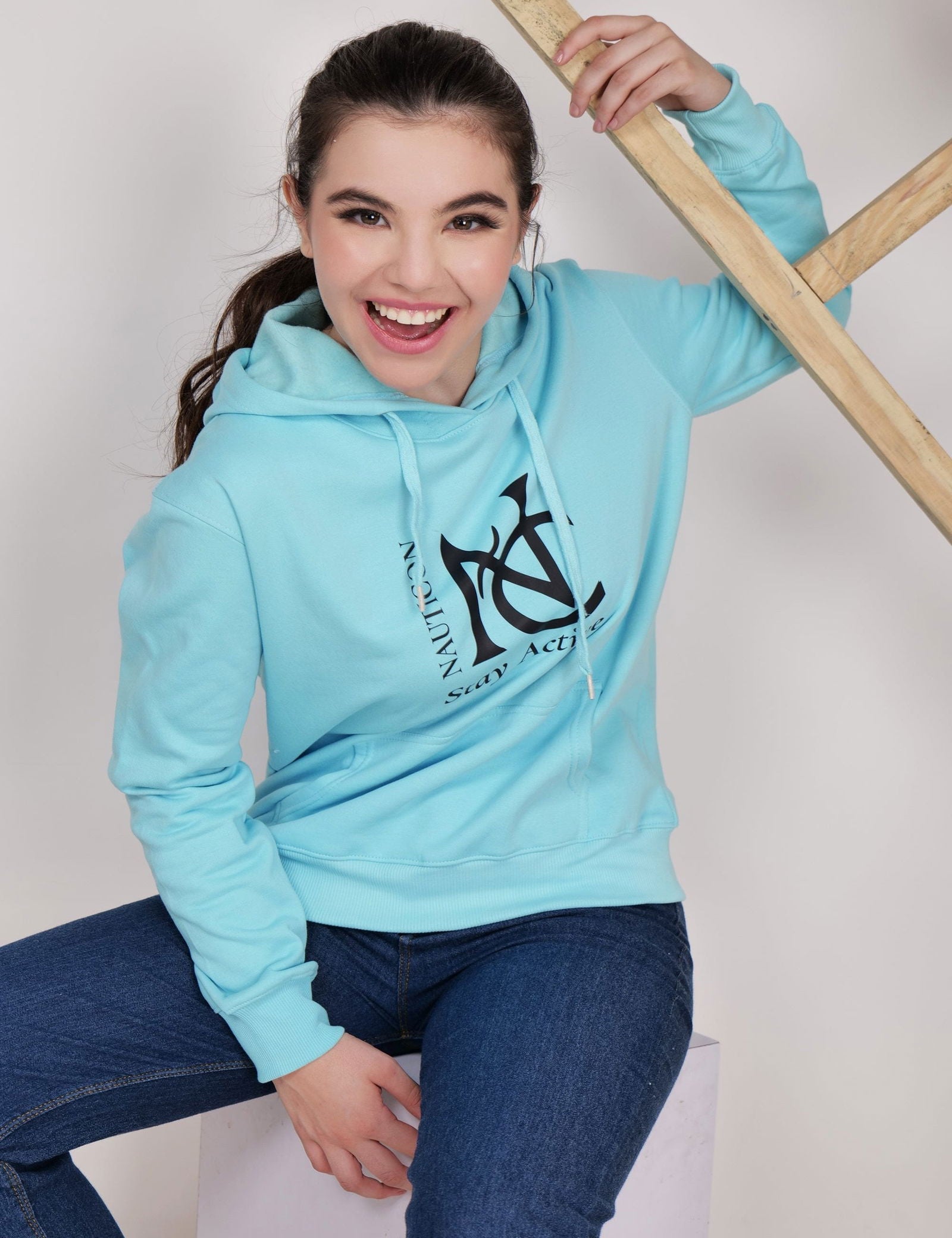 Women Winter Wear Stylish Hoodie Sky Blue - NAUTICON WEARABLES