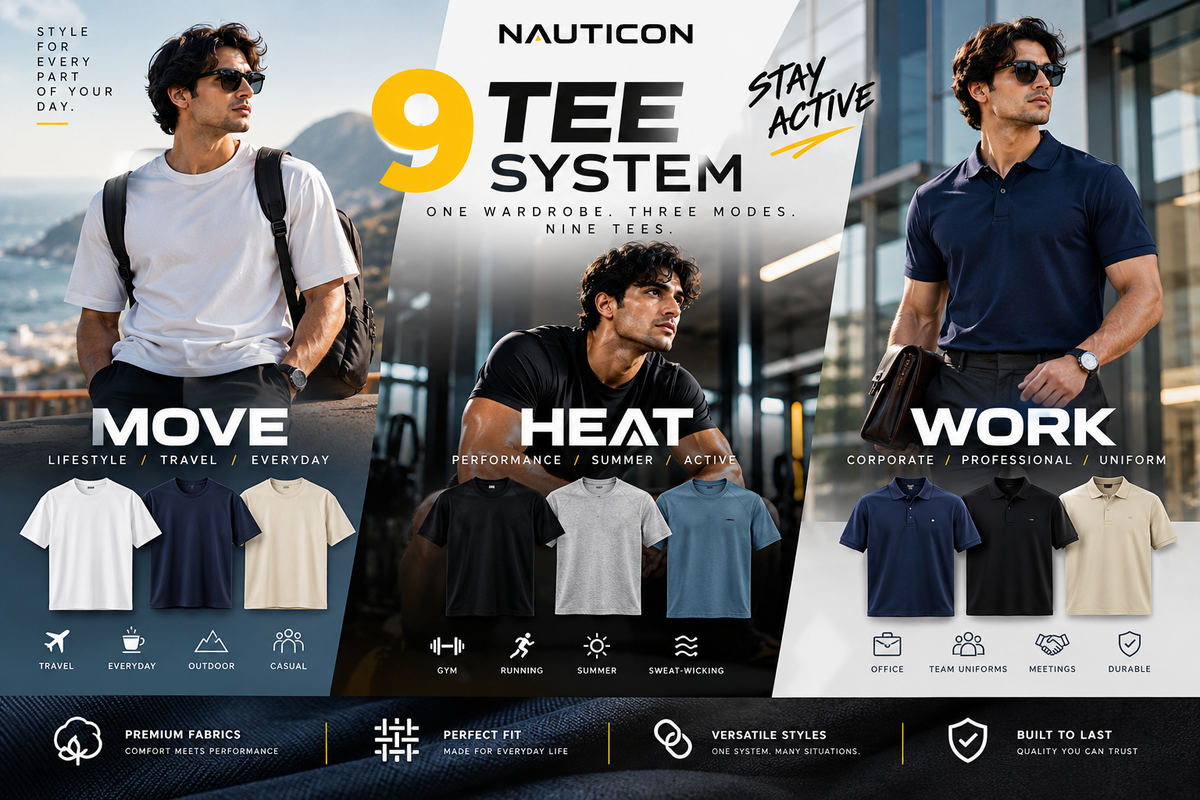 NAUTICON 9 TEE SYSTEM: One Wardrobe. Three Modes. Nine Tees.