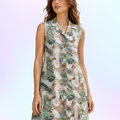 Sleeveless Printed Kurti with Coat Collar – SEA GREEN