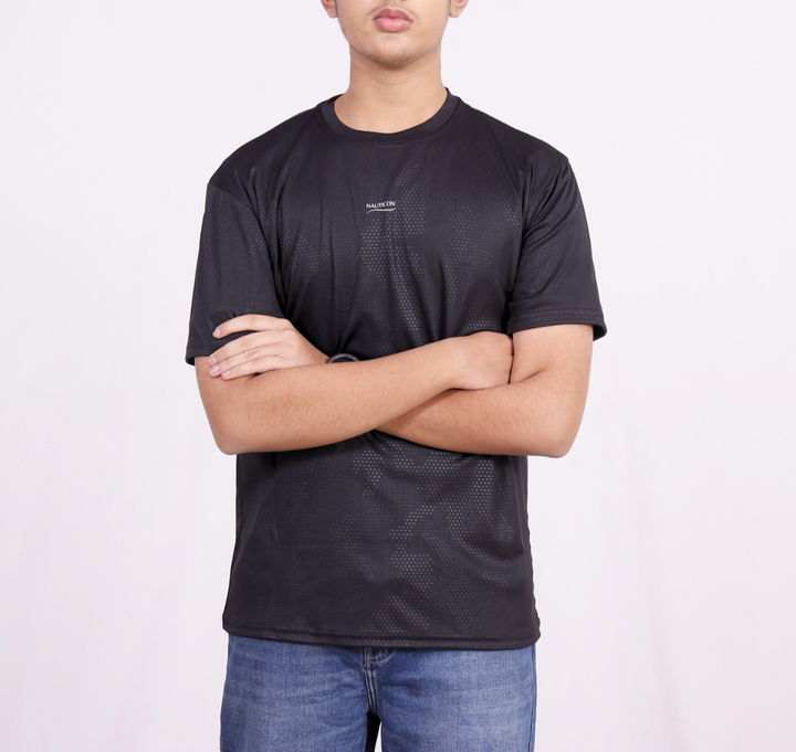 NAUTICON Premium Polyester Crew Neck Black Dotted