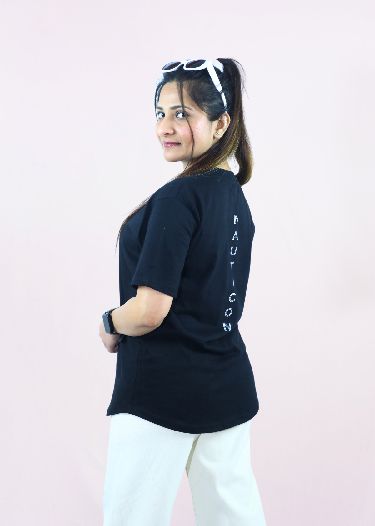 Nauticon Effortlessly Stylish Women’s Cotton Printed T-Shirts/Black