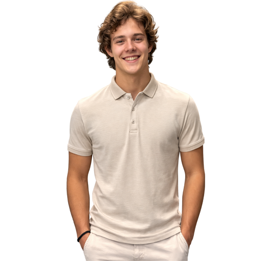 Beige Melange Premium  Polo T-Shirt