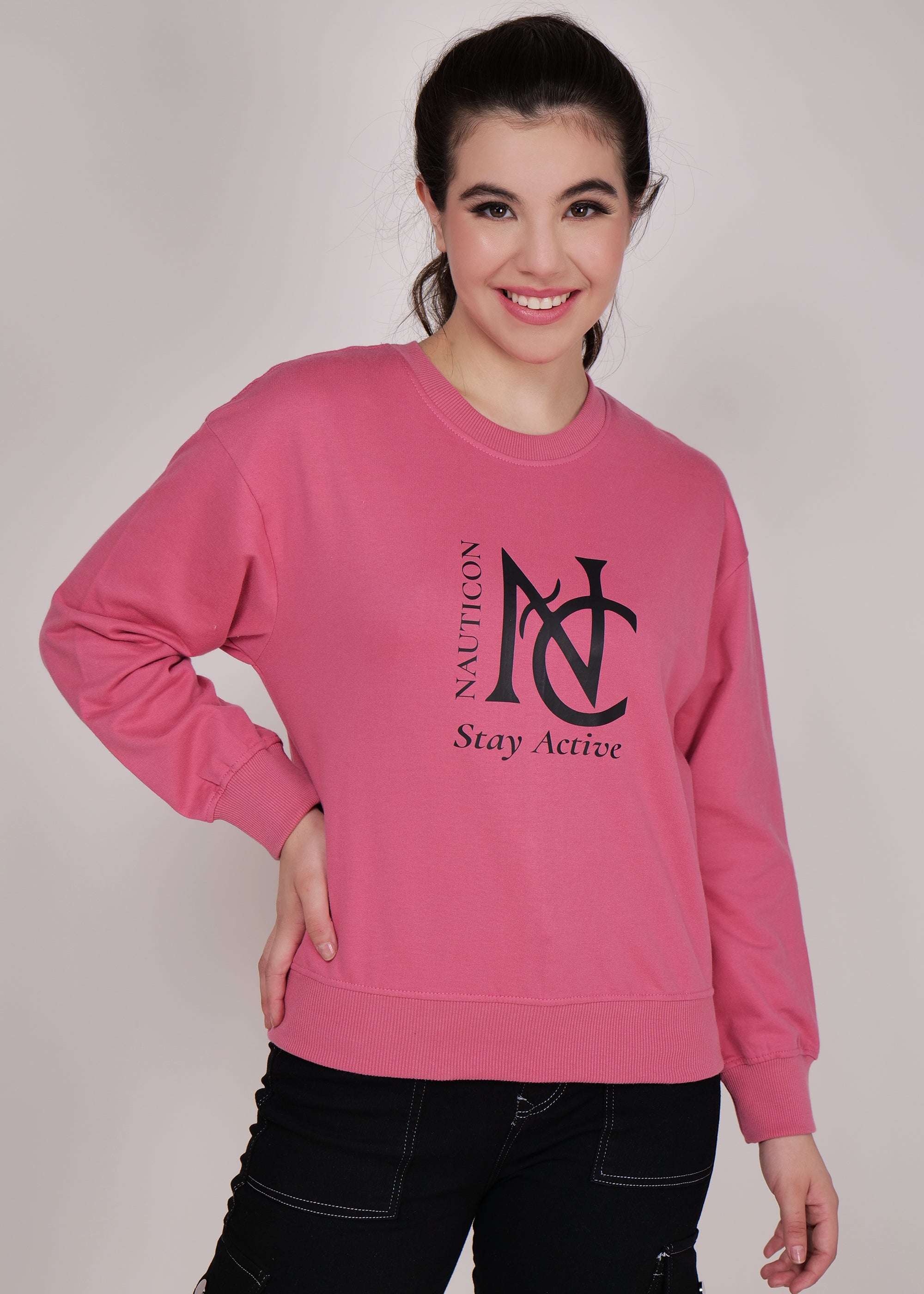 Women Sweatshirt Matte Pink
