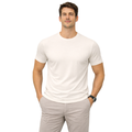 Premium Cotton Lycra Round Neck T-Shirt Off White - MOVE FLEX