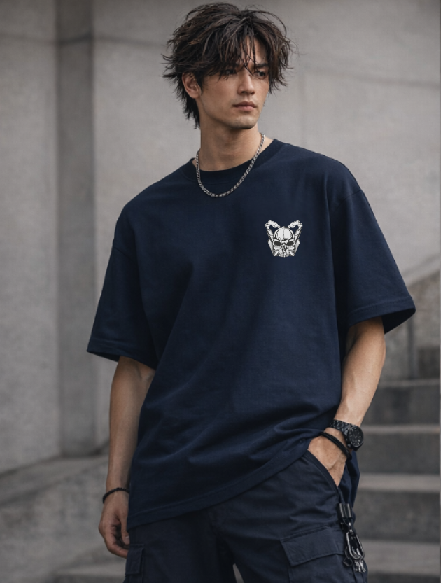 MOVE SKULL STREET OVERSIZED - NAVY BLUE