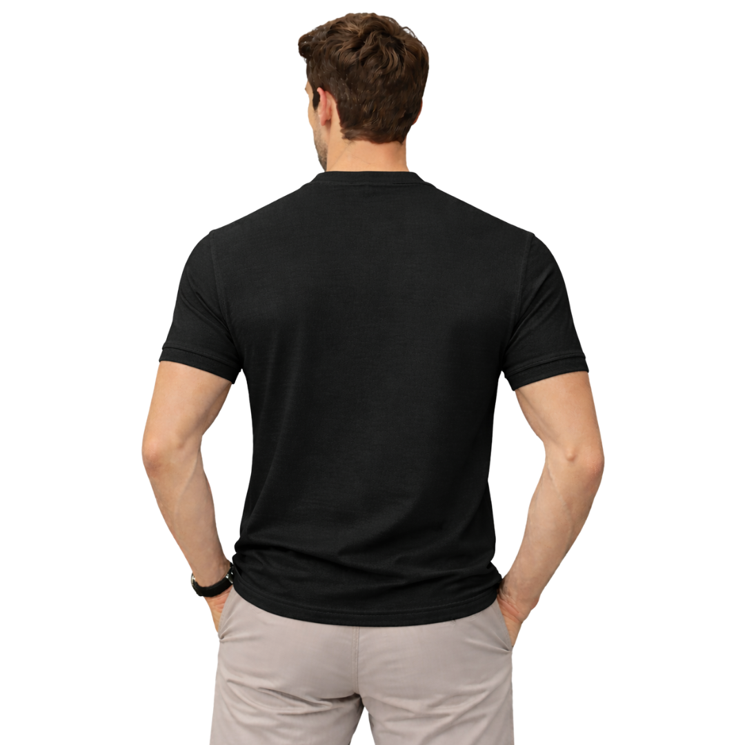 Premium Cotton Lycra Round Neck T-Shirt Black - MOVE FLEX