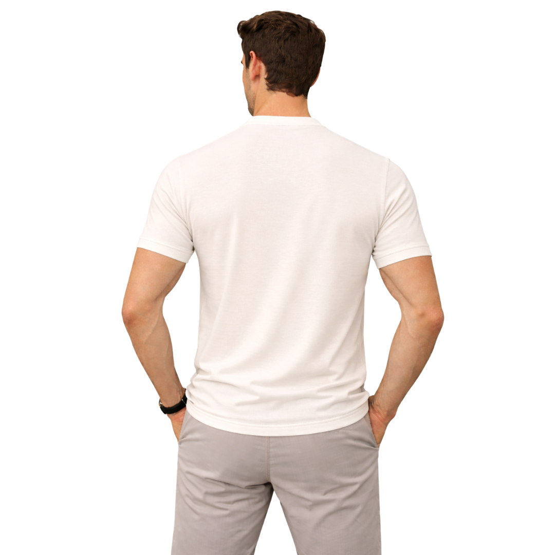 Premium Cotton Lycra Round Neck T-Shirt Off White - MOVE FLEX