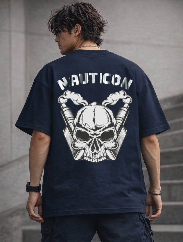 MOVE SKULL STREET OVERSIZED - NAVY BLUE