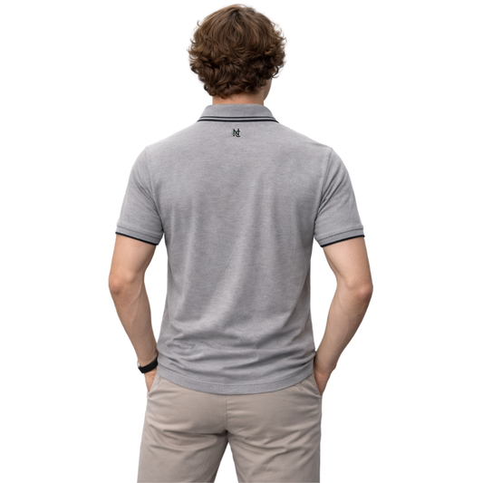 Grey Melange Premium  Polo T-Shirt