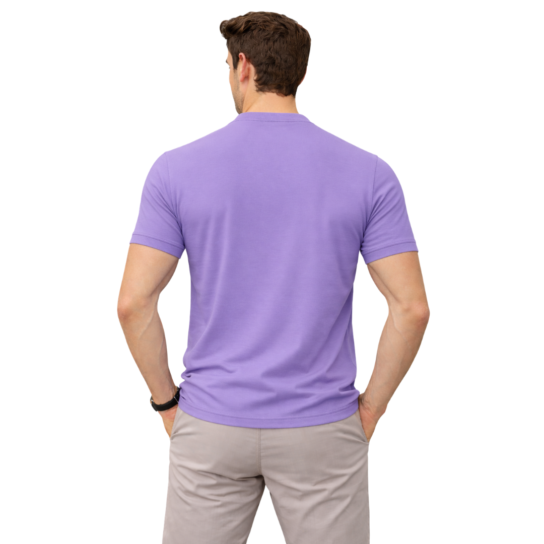 Premium Cotton Lycra Round Neck T-Shirt Lavender - MOVE FLEX