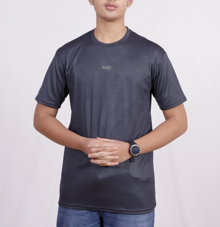 NAUTICON Premium Polyester Crew Neck Grey Dotted