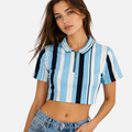 WOMEN'S ZIPPER CROP POLO – SKY BLUE