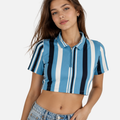 WOMEN'S ZIPPER CROP POLO – TEAL