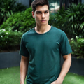 NAUTICON Crew Neck T-Shirt for Men – Bottle Green | Soft Cotton-Lycra Blend