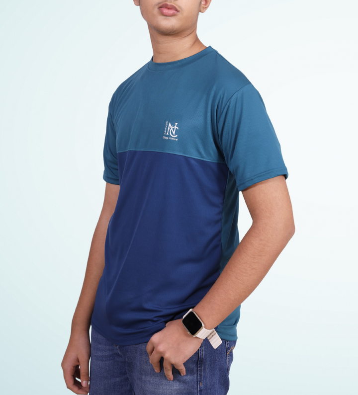 NAUTICON Premium Polyester Crew Neck T-shirt Teal Green & Blue