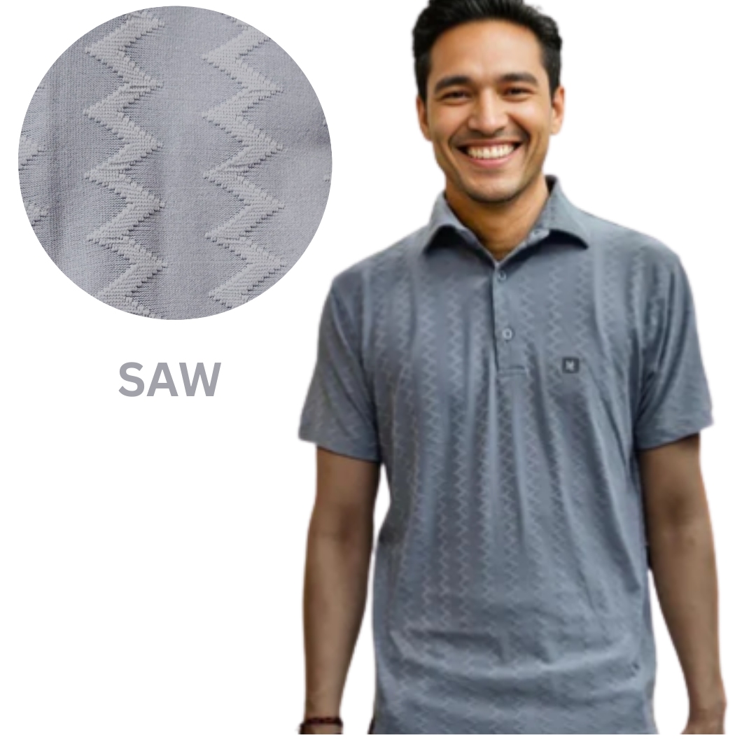 Nauticon Summer Saw Jacquard Polo T-Shirt for Men – Light Grey