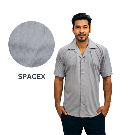 Nauticon Summer Spacex Jacquard Shirt for Men – Grey | 100% Poly/Spacex