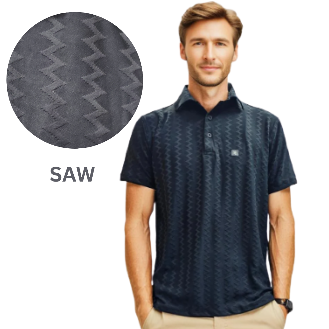 Nauticon Summer Saw Jacquard Polo T-Shirt for Men – Black