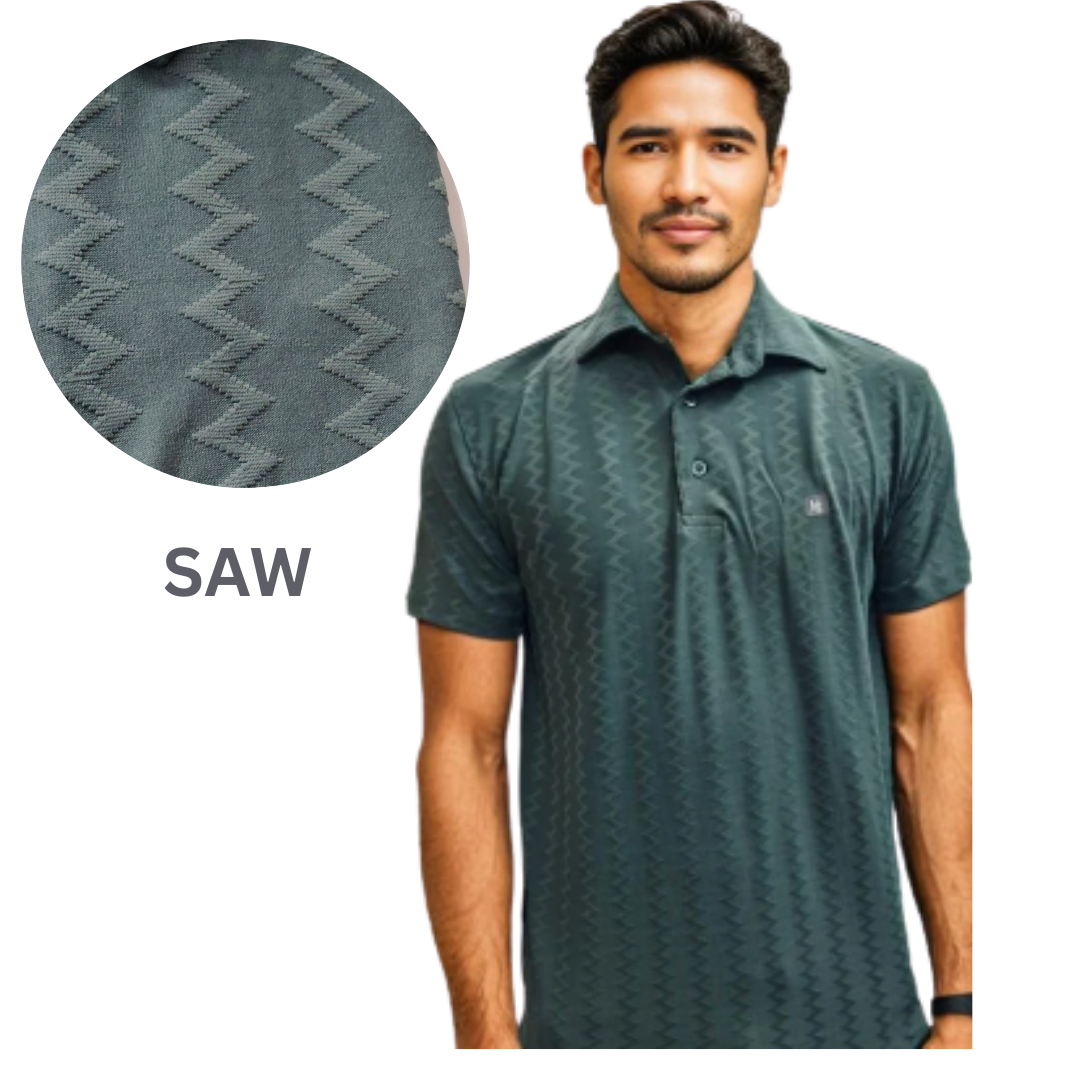 Nauticon Summer Saw Jacquard Polo T-Shirt for Men – Olive