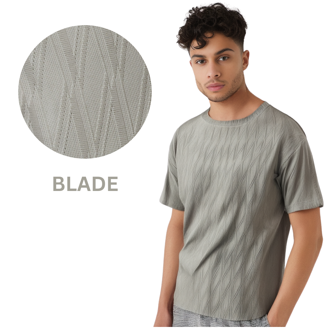 Nauticon Summer Blade Jacquard Crew Neck T-Shirt for Men – Khaki