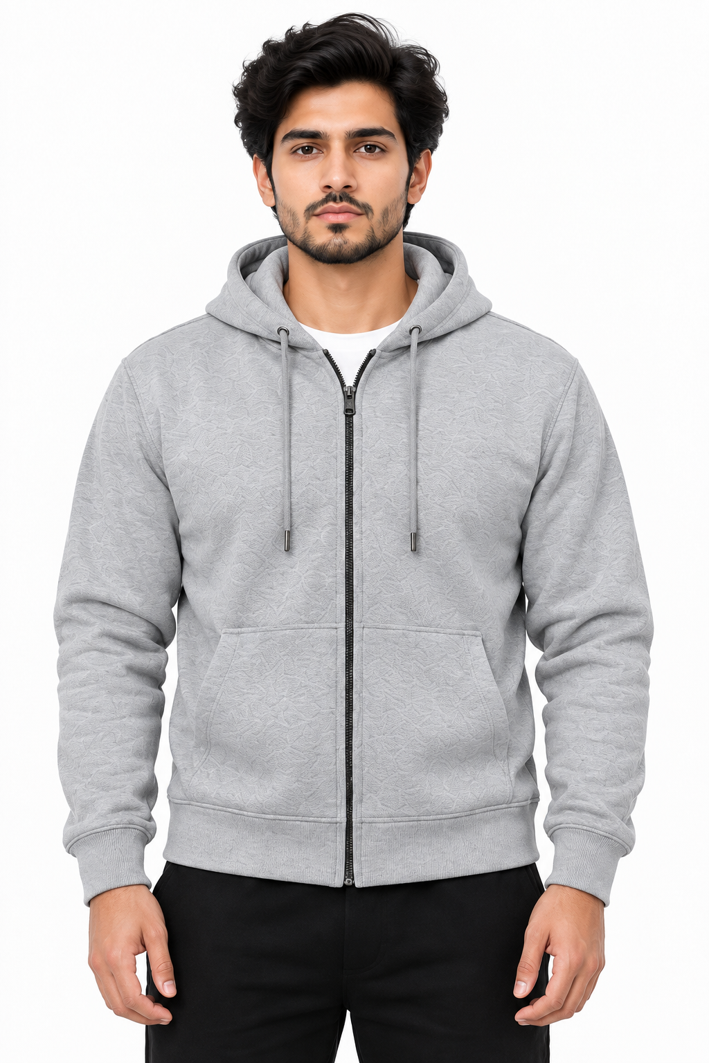 NAUTICON PREMIUM ZIPPER HOODIE MEN IN LIGHT GREY MELANGE