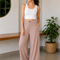 WOMEN JACQUARD PALAZZO - BROWN