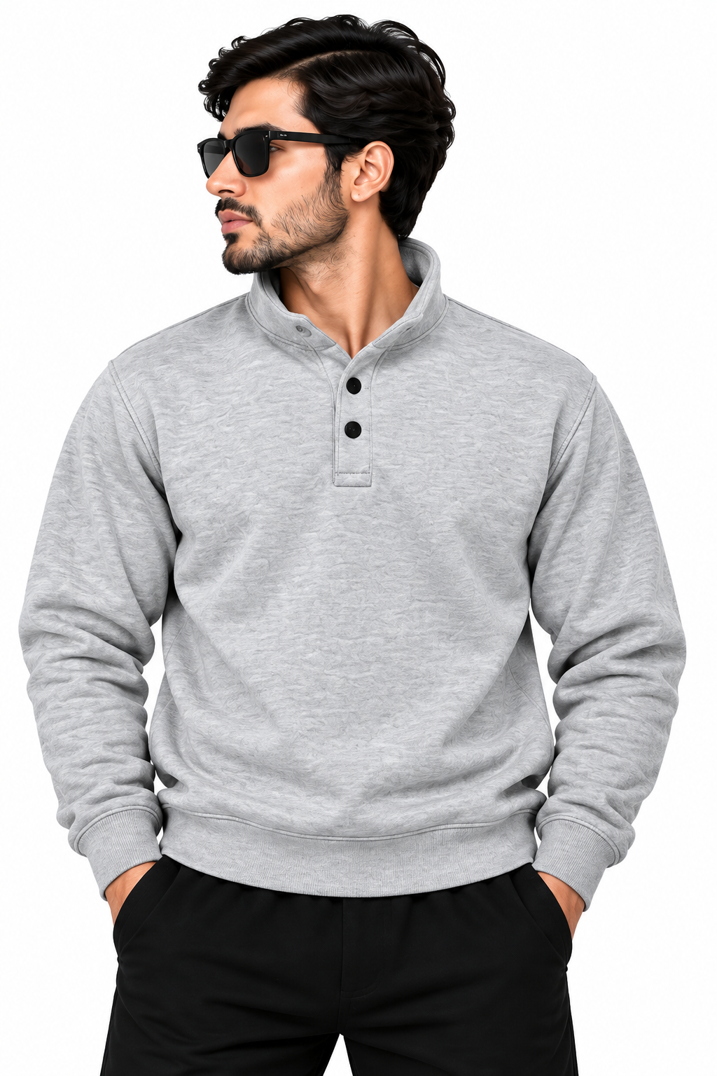 NAUTICON PREMIUM WINTER POLO MEN IN LIGHT GREY MELANGE