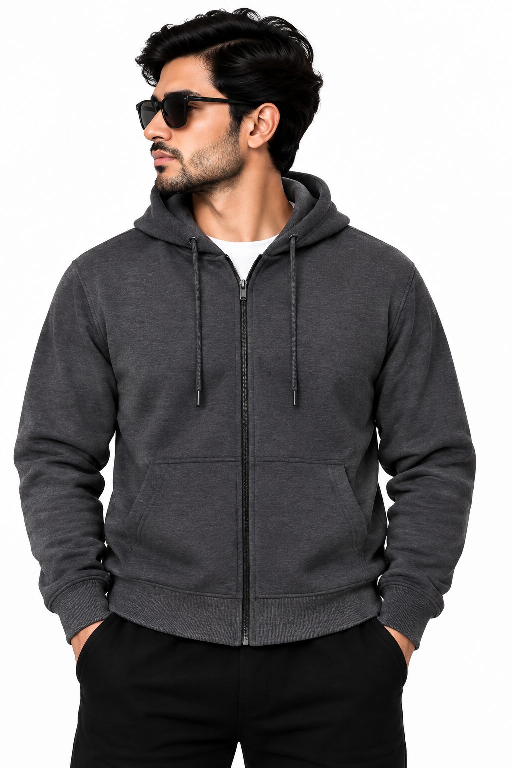 NAUTICON PREMIUM ZIPPER HOODIE MEN IN DARK GREY