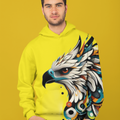 Men's Custom Hoodie POD Full Print Design Hawk (Front) YELLOW