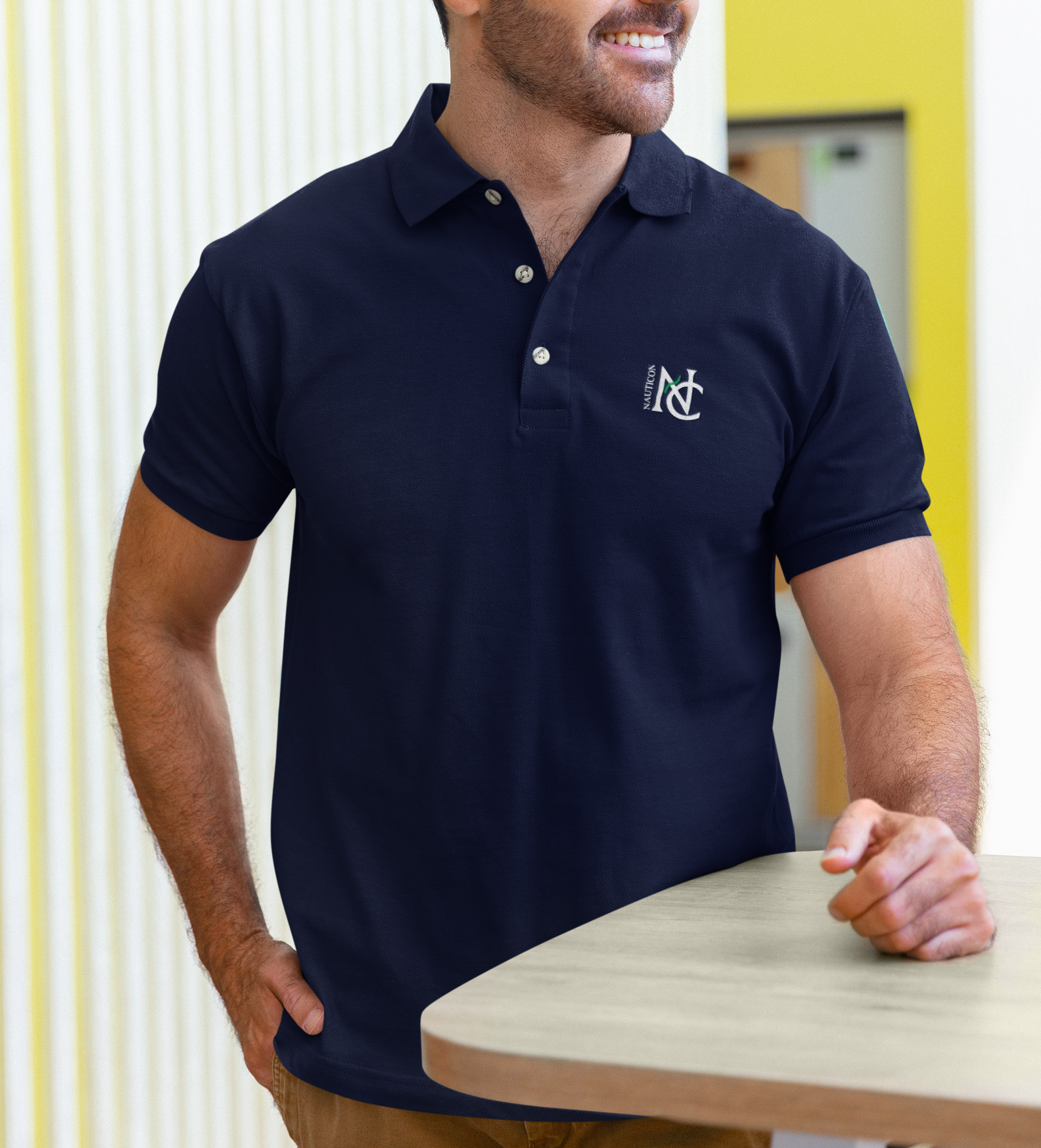 Nauticon Men’s Active & Casual Wear Solid Plain Cotton Polo T-Shirts/Navy Blue