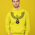 Men's Custom Hoodie POD Full Print Design Flying Hawk (Front) YELLOW