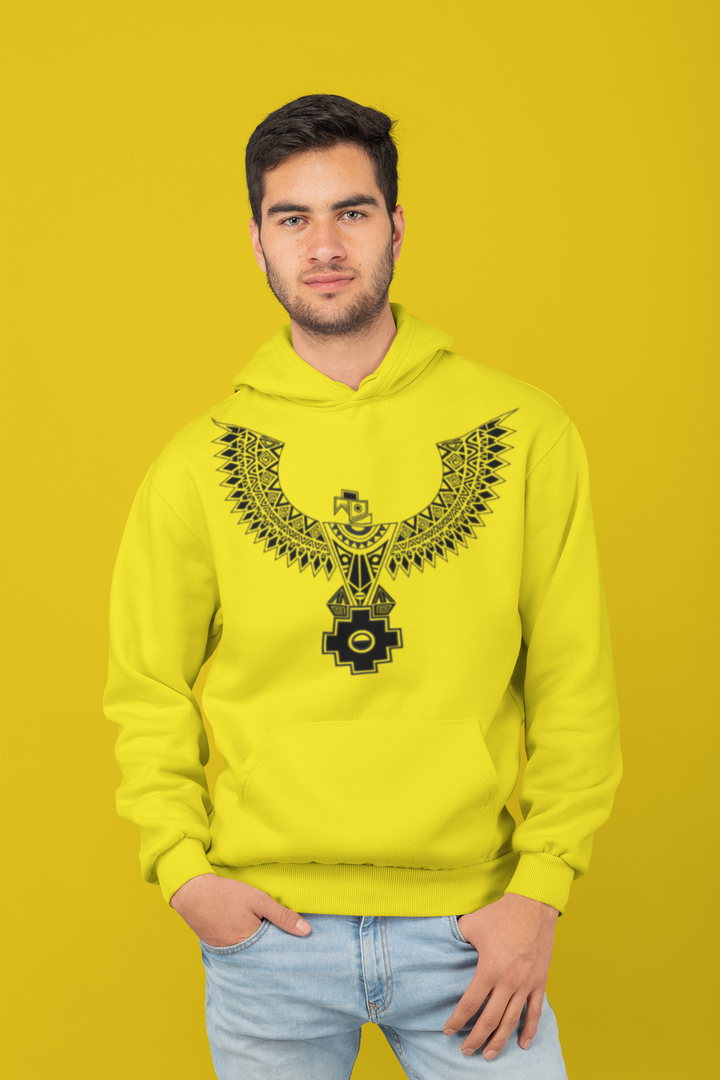 Men's Custom Hoodie POD Full Print Design Flying Hawk (Front) YELLOW