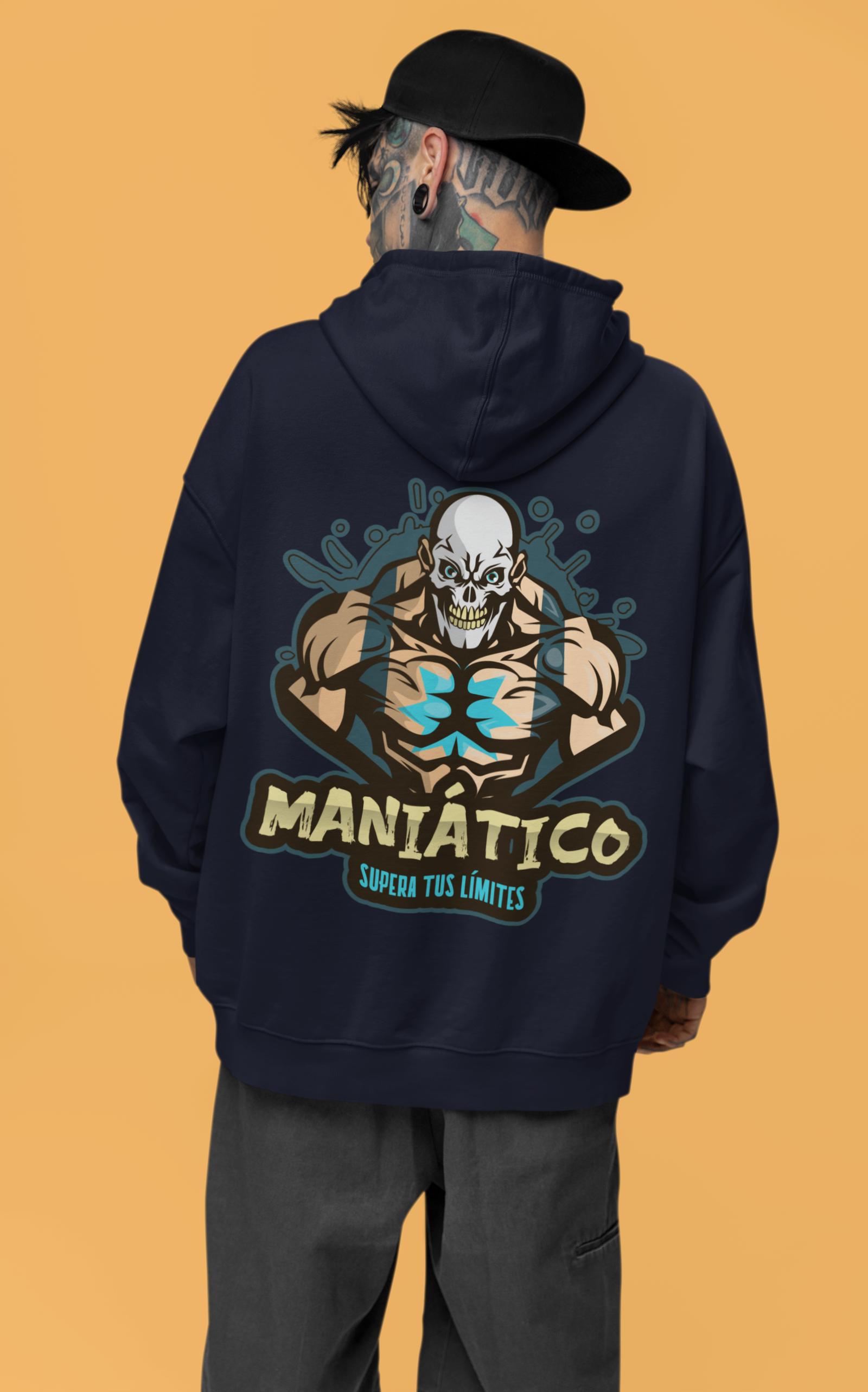 Men's Oversized Custom Hoodie in Ebony - NAUTICON WEARABLES