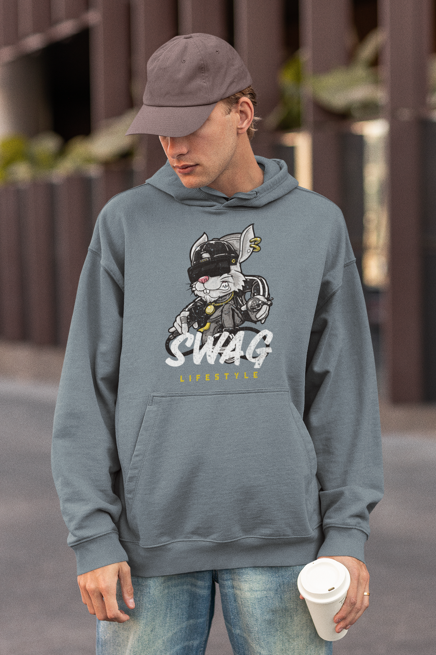 Men's Oversized Custom Hoodie in Slate Gray Color - NAUTICON WEARABLES