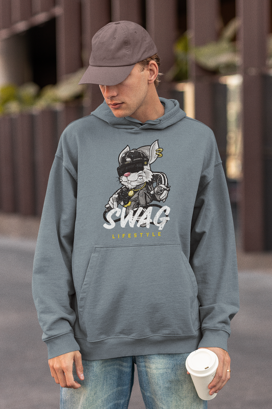 Men's Oversized Custom Hoodie in Slate Gray Color - NAUTICON WEARABLES