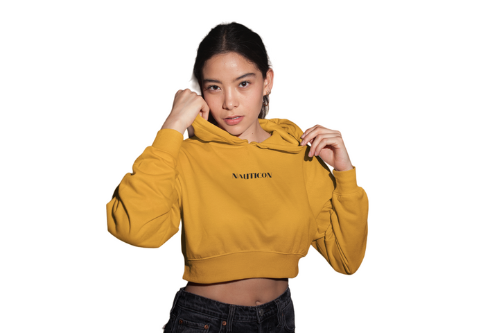 Women Cozy Crop Hoodies for Winter Radiant Mustard