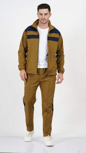 NAUTICON Chest Panel Tracksuit Set for Men Khaki & Navy - NAUTICON WEARABLES