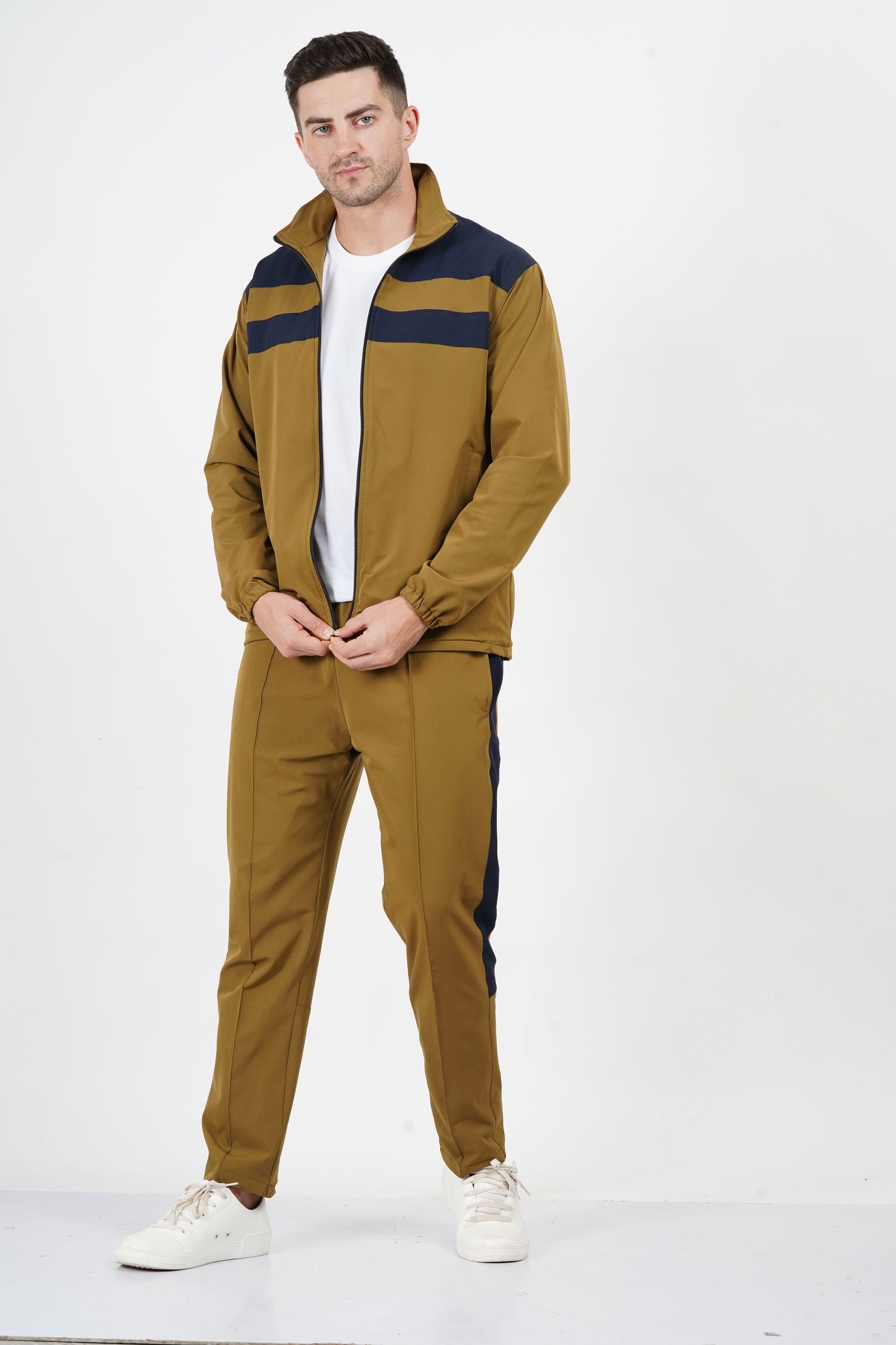 NAUTICON Chest Panel Tracksuit Set for Men Khaki & Navy - NAUTICON WEARABLES