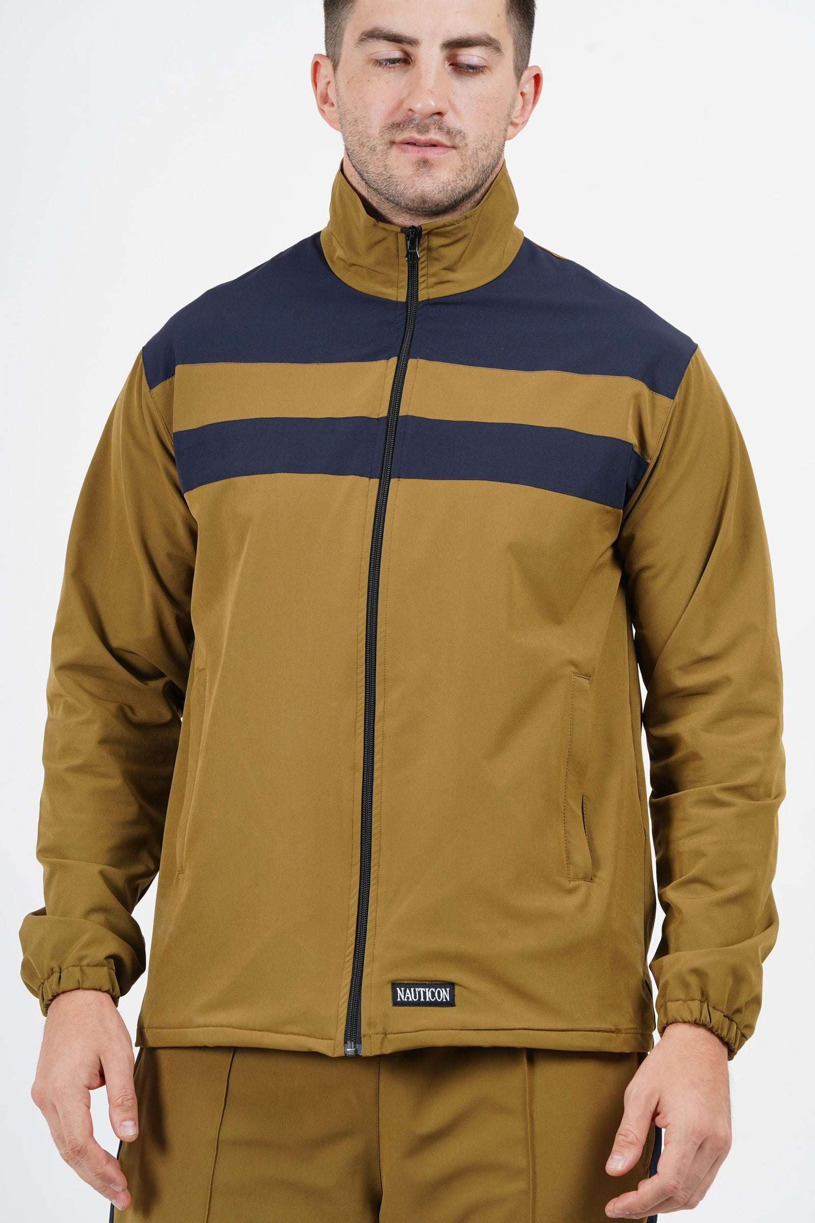 NAUTICON Chest Panel Tracksuit Set for Men Khaki & Navy - NAUTICON WEARABLES