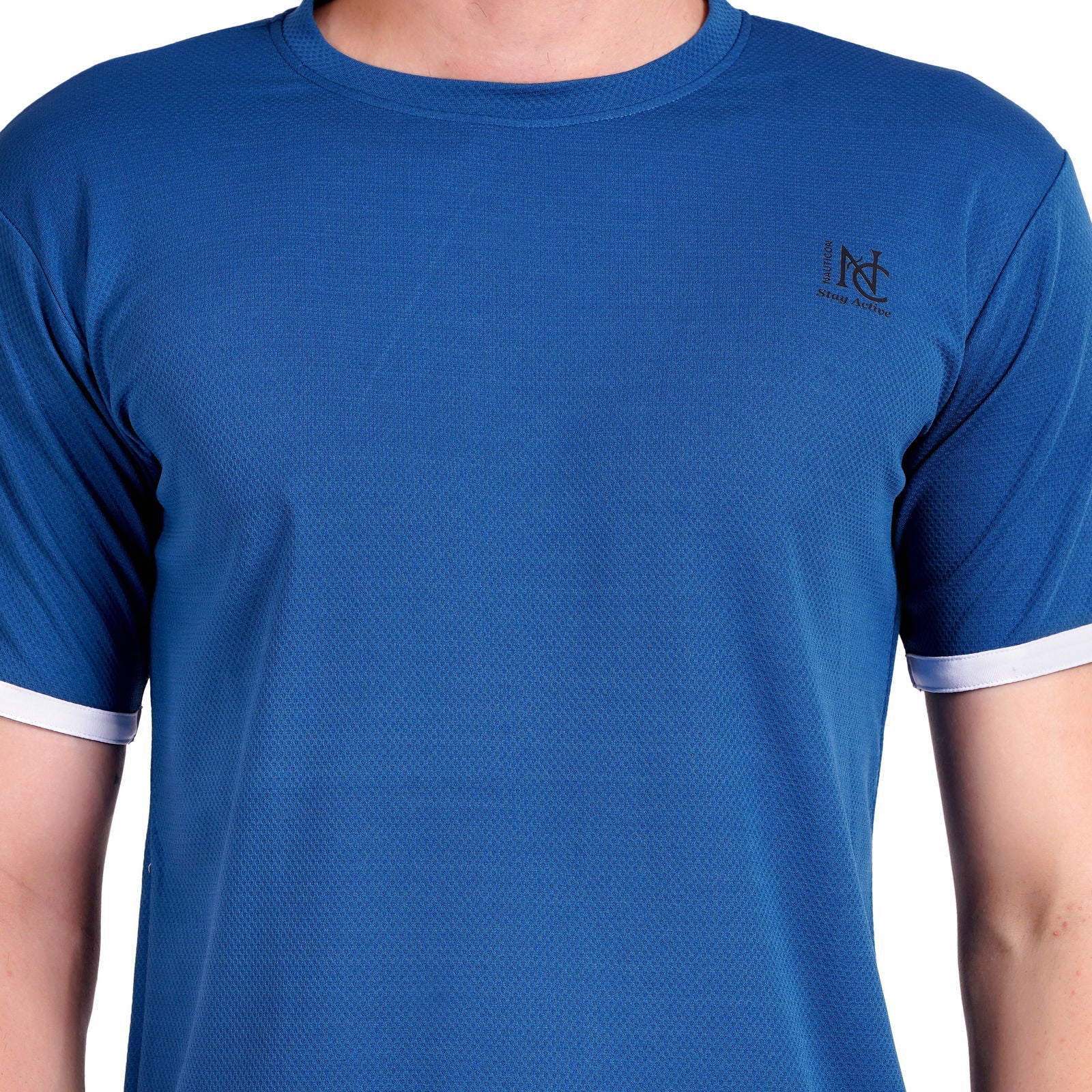 NAUTICON Men Round Neck t-Shirt and Shorts Co-Ord Set Blue - NAUTICON