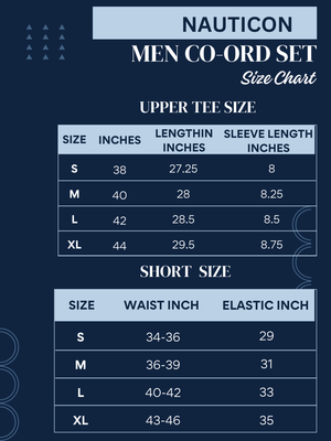 NAUTICON Men Round Neck t-Shirt and Shorts Co-Ord Set Light Blue - NAUTICON